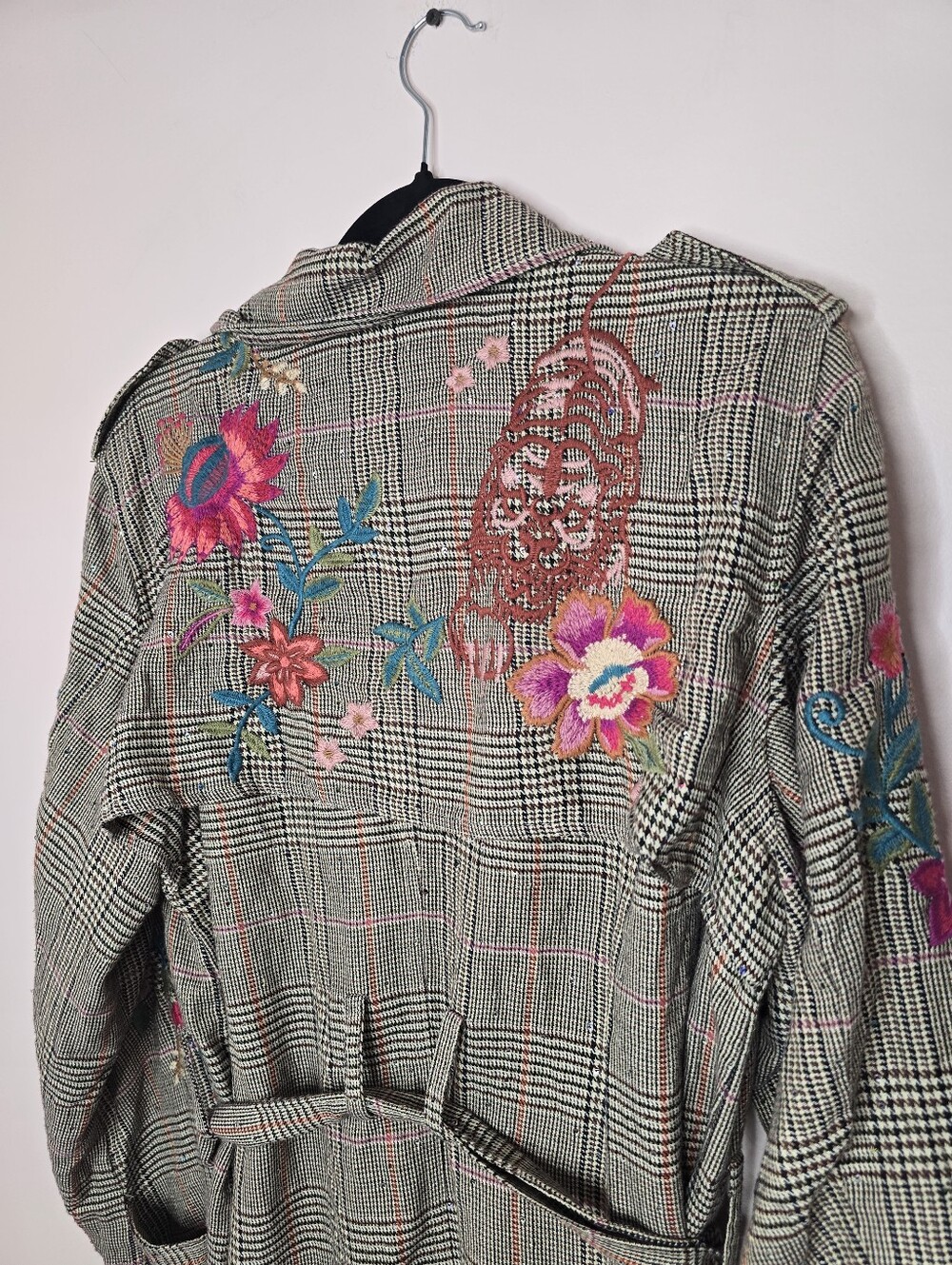 Johnny Was Womens Malina Plaid Trench Coat - Picture 9 of 9